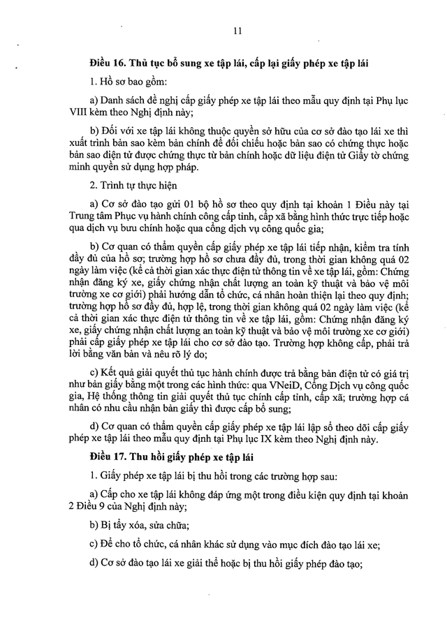TOÀN VĂN: Nghị định 94/2026/NĐ-CP Quy định về hoạt động đào tạo và sát hạch lái xe- Ảnh 11.