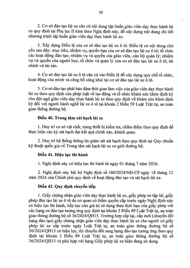 TOÀN VĂN: Nghị định 94/2026/NĐ-CP Quy định về hoạt động đào tạo và sát hạch lái xe- Ảnh 30.