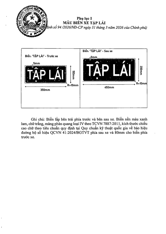 TOÀN VĂN: Nghị định 94/2026/NĐ-CP Quy định về hoạt động đào tạo và sát hạch lái xe- Ảnh 33.