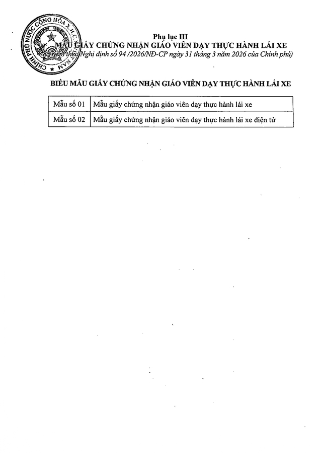 TOÀN VĂN: Nghị định 94/2026/NĐ-CP Quy định về hoạt động đào tạo và sát hạch lái xe- Ảnh 39.