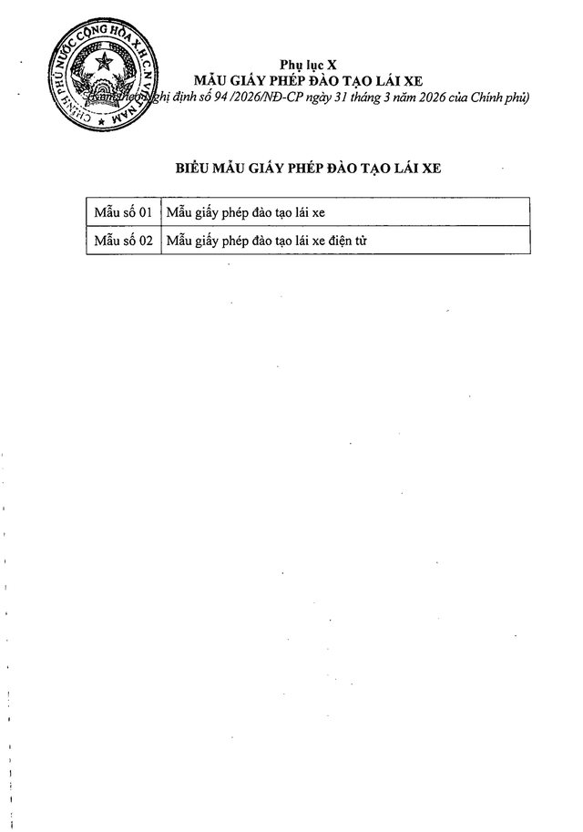 TOÀN VĂN: Nghị định 94/2026/NĐ-CP Quy định về hoạt động đào tạo và sát hạch lái xe- Ảnh 52.