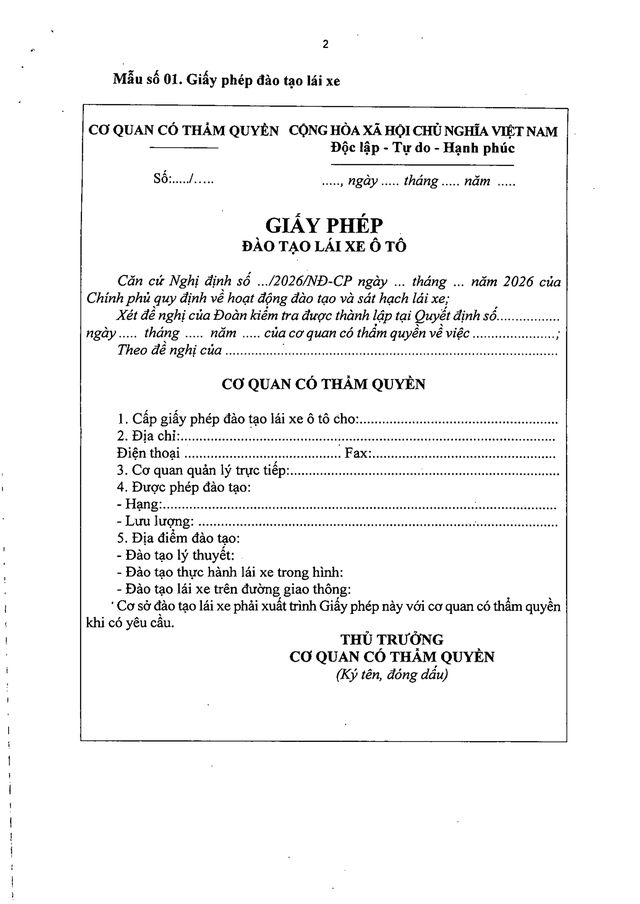TOÀN VĂN: Nghị định 94/2026/NĐ-CP Quy định về hoạt động đào tạo và sát hạch lái xe- Ảnh 53.