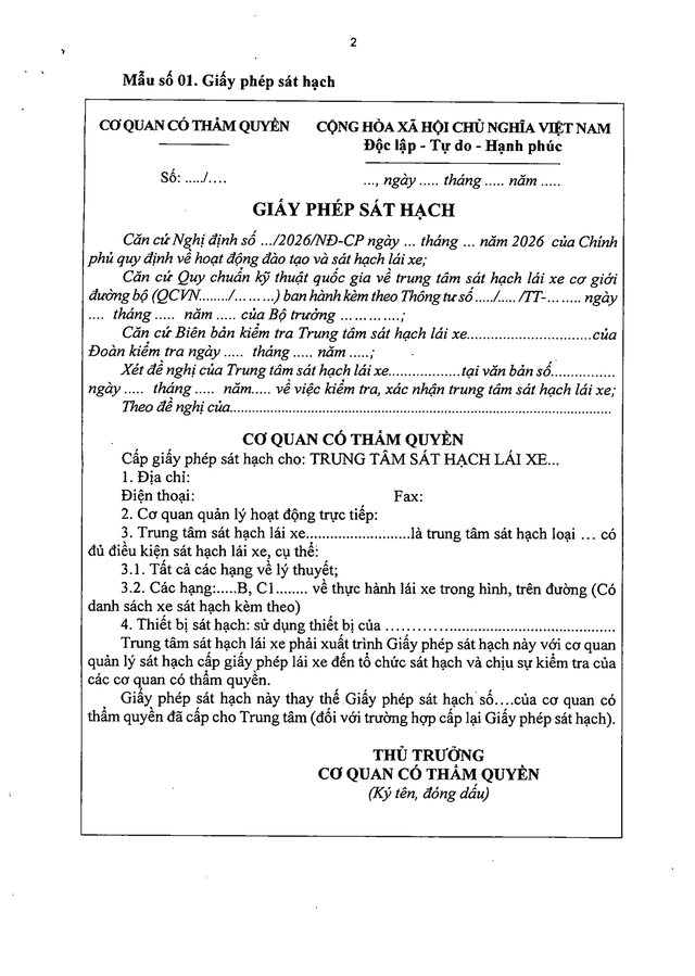 TOÀN VĂN: Nghị định 94/2026/NĐ-CP Quy định về hoạt động đào tạo và sát hạch lái xe- Ảnh 62.
