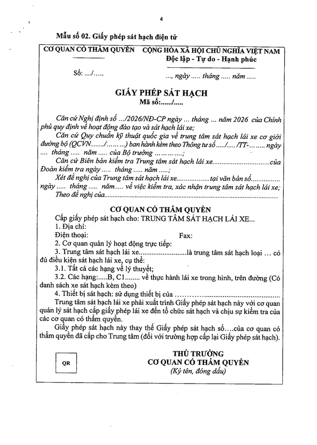 TOÀN VĂN: Nghị định 94/2026/NĐ-CP Quy định về hoạt động đào tạo và sát hạch lái xe- Ảnh 64.