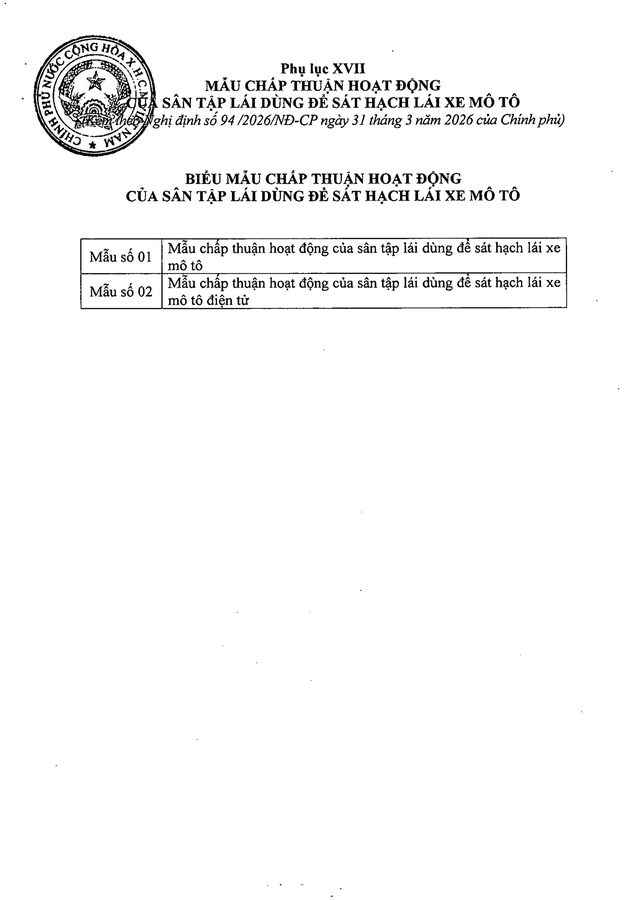 TOÀN VĂN: Nghị định 94/2026/NĐ-CP Quy định về hoạt động đào tạo và sát hạch lái xe- Ảnh 72.