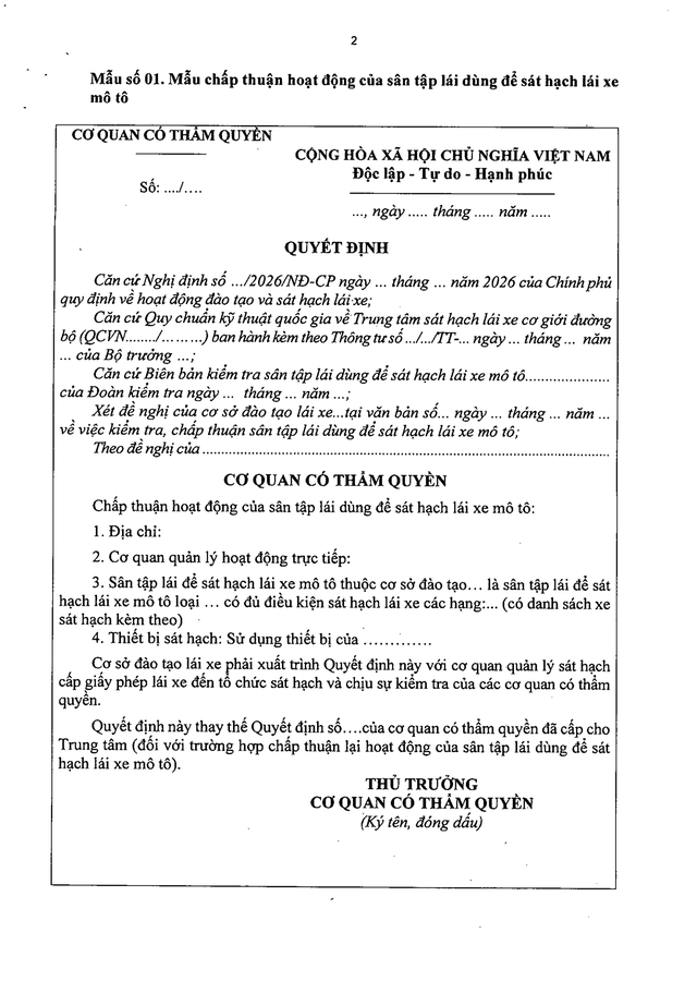TOÀN VĂN: Nghị định 94/2026/NĐ-CP Quy định về hoạt động đào tạo và sát hạch lái xe- Ảnh 73.