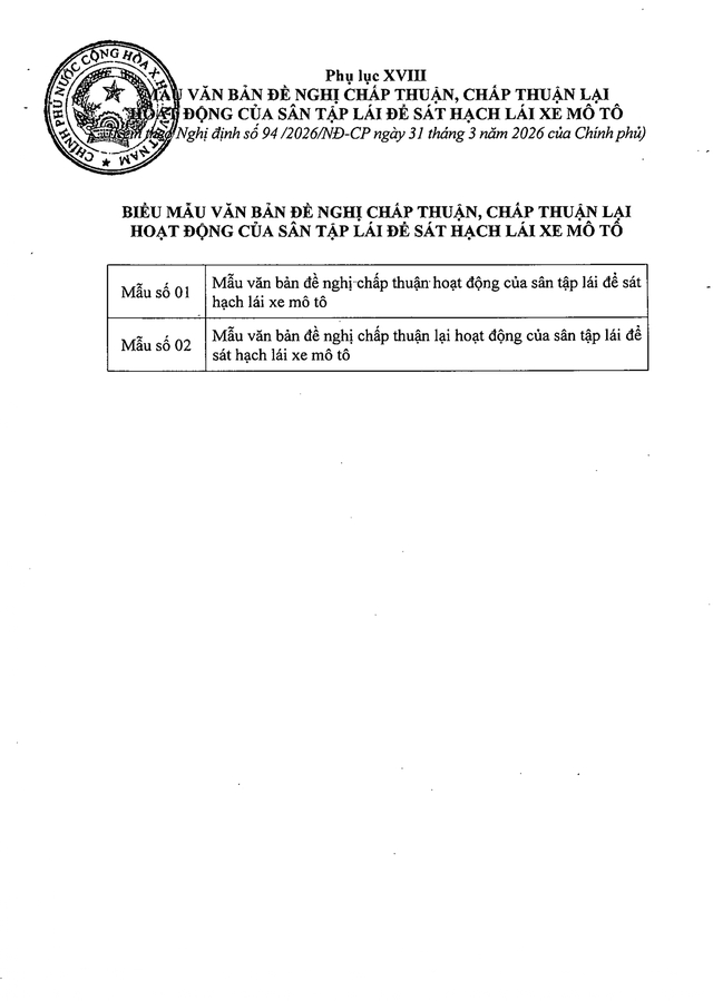 TOÀN VĂN: Nghị định 94/2026/NĐ-CP Quy định về hoạt động đào tạo và sát hạch lái xe- Ảnh 75.