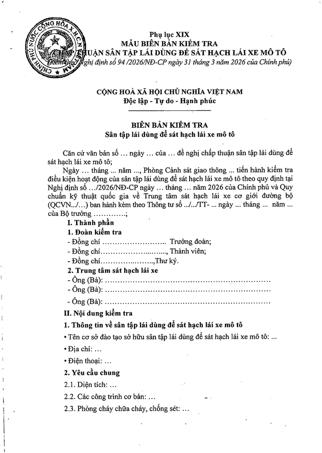 TOÀN VĂN: Nghị định 94/2026/NĐ-CP Quy định về hoạt động đào tạo và sát hạch lái xe- Ảnh 78.