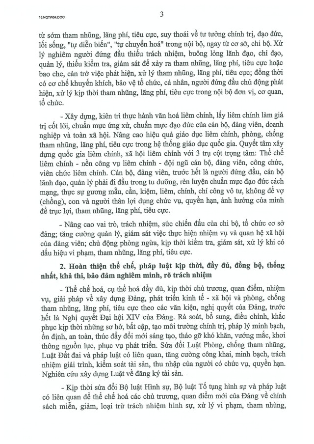 Nghị quyết số 04-NQ/TW về tiếp tục tăng cường sự lãnh đạo của Đảng đối với công tác phòng, chống tham nhũng, lãng phí, tiêu cực trong giai đoạn mới- Ảnh 4. Nghị quyết số 04-NQ/TW về tiếp tục tăng cường sự lãnh đạo của Đảng đối với công tác phòng, chống tham nhũng, lãng phí, tiêu cực trong giai đoạn mới- Ảnh 4.