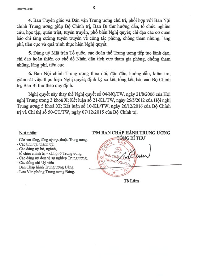 Nghị quyết số 04-NQ/TW về tiếp tục tăng cường sự lãnh đạo của Đảng đối với công tác phòng, chống tham nhũng, lãng phí, tiêu cực trong giai đoạn mới- Ảnh 9. Nghị quyết số 04-NQ/TW về tiếp tục tăng cường sự lãnh đạo của Đảng đối với công tác phòng, chống tham nhũng, lãng phí, tiêu cực trong giai đoạn mới- Ảnh 9.