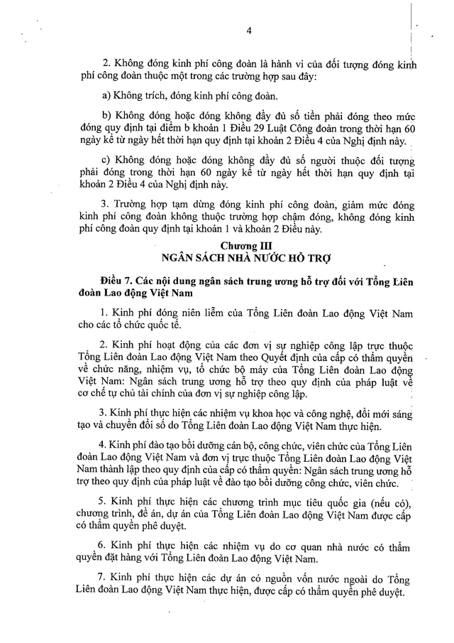 TOÀN VĂN: Nghị định 105/2026/NĐ-CP về quy định, hướng dẫn thi hành tài chính công đoàn- Ảnh 4. TOÀN VĂN: Nghị định 105/2026/NĐ-CP về quy định, hướng dẫn thi hành tài chính công đoàn- Ảnh 4.