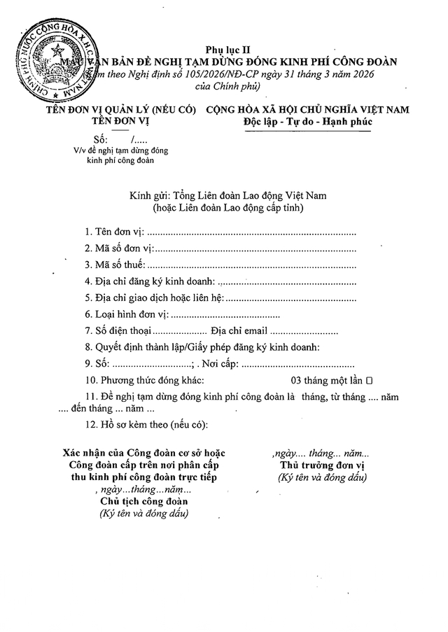 TOÀN VĂN: Nghị định 105/2026/NĐ-CP về quy định, hướng dẫn thi hành tài chính công đoàn- Ảnh 16. TOÀN VĂN: Nghị định 105/2026/NĐ-CP về quy định, hướng dẫn thi hành tài chính công đoàn- Ảnh 16.