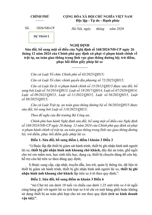 Đề xuất sửa đổi, bổ sung quy định xử phạt hành chính về trật tự, an toàn giao thông đường bộ; trừ điểm, phục hồi điểm giấy phép lái xe- Ảnh 1. Đề xuất sửa đổi, bổ sung quy định xử phạt hành chính về trật tự, an toàn giao thông đường bộ; trừ điểm, phục hồi điểm giấy phép lái xe- Ảnh 1.