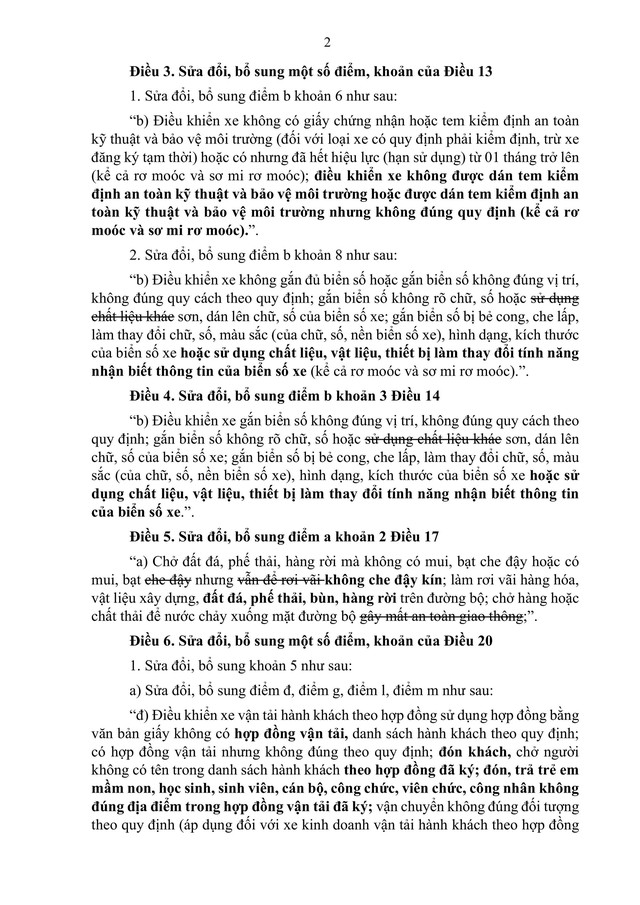 Đề xuất sửa đổi, bổ sung quy định xử phạt hành chính về trật tự, an toàn giao thông đường bộ; trừ điểm, phục hồi điểm giấy phép lái xe- Ảnh 2. Đề xuất sửa đổi, bổ sung quy định xử phạt hành chính về trật tự, an toàn giao thông đường bộ; trừ điểm, phục hồi điểm giấy phép lái xe- Ảnh 2.