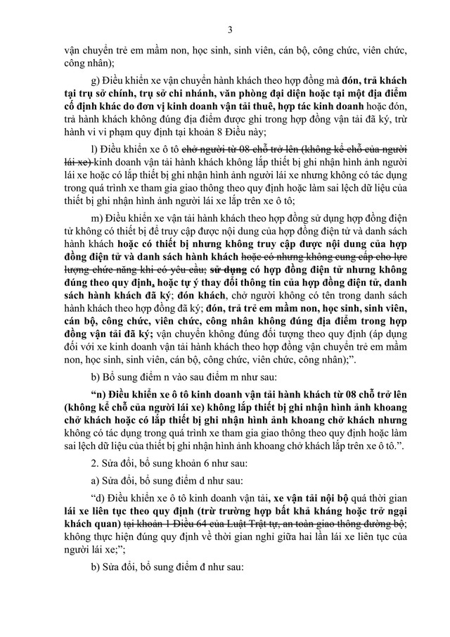Đề xuất sửa đổi, bổ sung quy định xử phạt hành chính về trật tự, an toàn giao thông đường bộ; trừ điểm, phục hồi điểm giấy phép lái xe- Ảnh 3. Đề xuất sửa đổi, bổ sung quy định xử phạt hành chính về trật tự, an toàn giao thông đường bộ; trừ điểm, phục hồi điểm giấy phép lái xe- Ảnh 3.