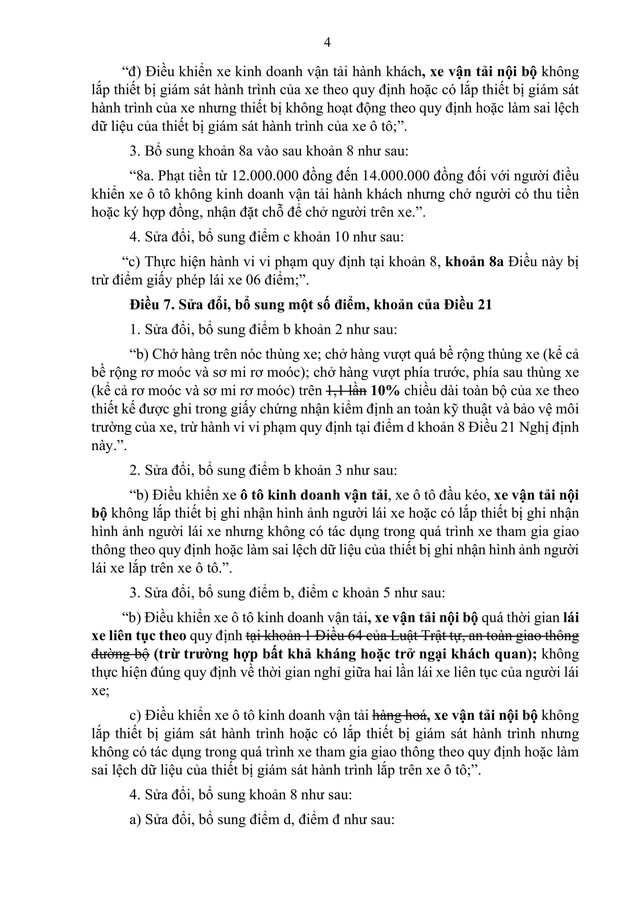 Đề xuất sửa đổi, bổ sung quy định xử phạt hành chính về trật tự, an toàn giao thông đường bộ; trừ điểm, phục hồi điểm giấy phép lái xe- Ảnh 4. Đề xuất sửa đổi, bổ sung quy định xử phạt hành chính về trật tự, an toàn giao thông đường bộ; trừ điểm, phục hồi điểm giấy phép lái xe- Ảnh 4.