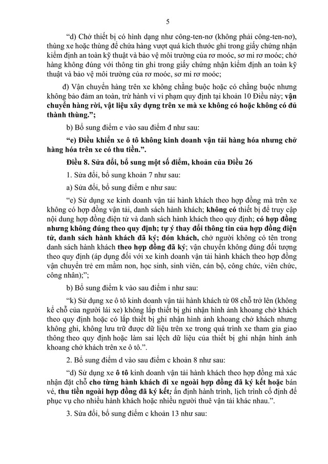 Đề xuất sửa đổi, bổ sung quy định xử phạt hành chính về trật tự, an toàn giao thông đường bộ; trừ điểm, phục hồi điểm giấy phép lái xe- Ảnh 5. Đề xuất sửa đổi, bổ sung quy định xử phạt hành chính về trật tự, an toàn giao thông đường bộ; trừ điểm, phục hồi điểm giấy phép lái xe- Ảnh 5.