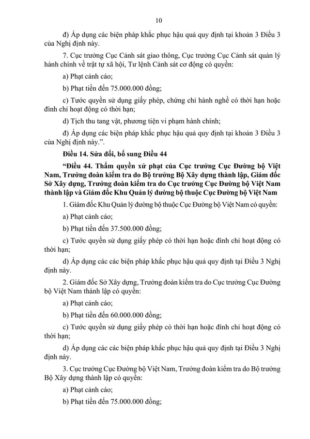 Đề xuất sửa đổi, bổ sung quy định xử phạt hành chính về trật tự, an toàn giao thông đường bộ; trừ điểm, phục hồi điểm giấy phép lái xe- Ảnh 10. Đề xuất sửa đổi, bổ sung quy định xử phạt hành chính về trật tự, an toàn giao thông đường bộ; trừ điểm, phục hồi điểm giấy phép lái xe- Ảnh 10.