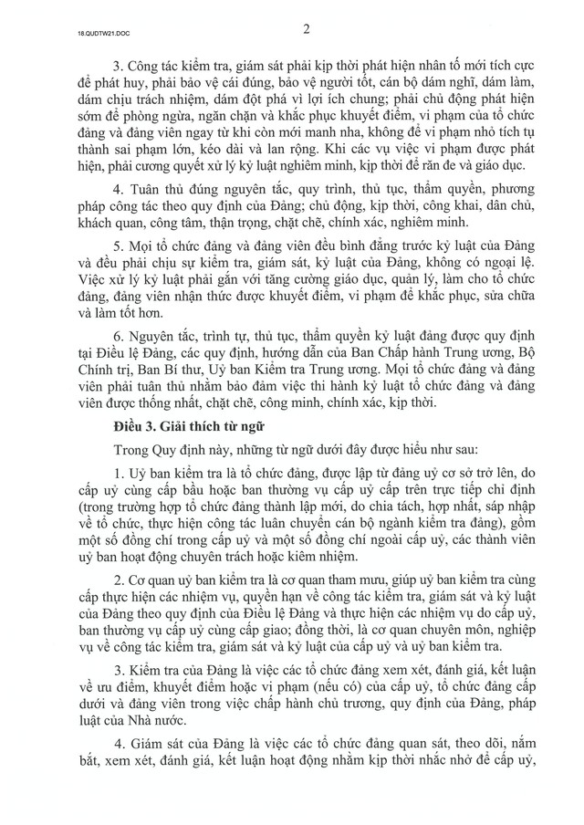 QUY ĐỊNH SỐ 21-QĐ/TW về CÔNG TÁC KIỂM TRA, GIÁM SÁT, KỶ LUẬT CỦA ĐẢNG- Ảnh 4.
