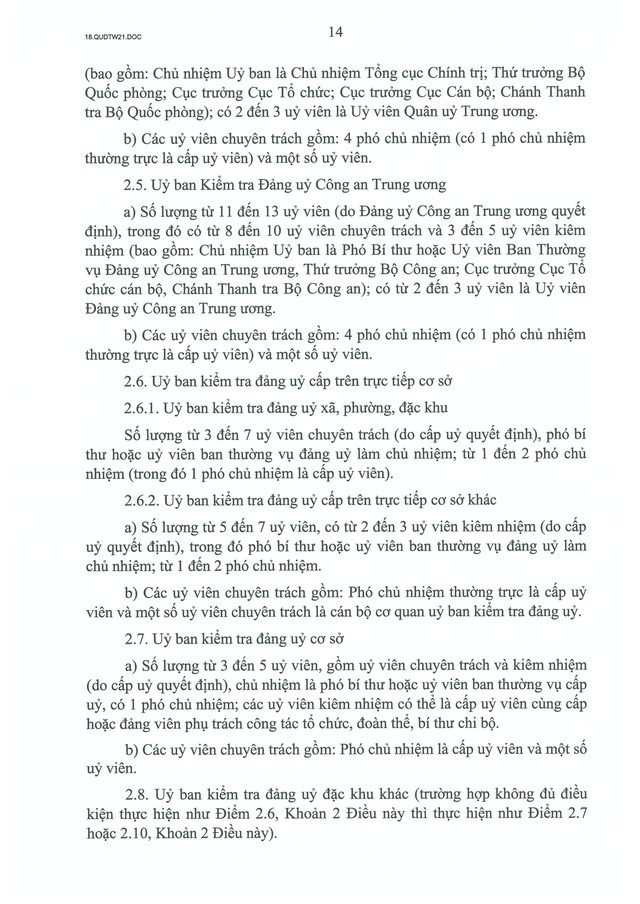 QUY ĐỊNH SỐ 21-QĐ/TW về CÔNG TÁC KIỂM TRA, GIÁM SÁT, KỶ LUẬT CỦA ĐẢNG- Ảnh 16.