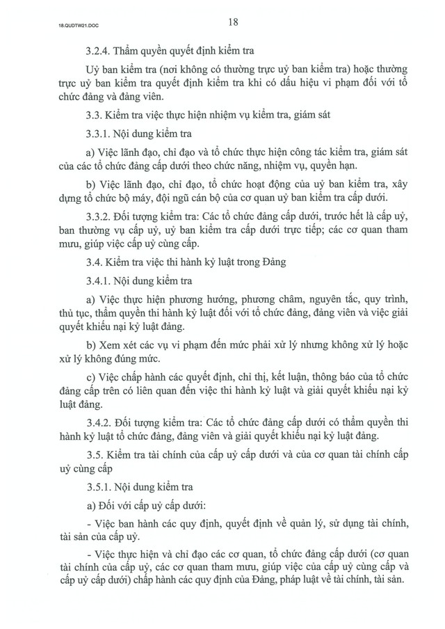 QUY ĐỊNH SỐ 21-QĐ/TW về CÔNG TÁC KIỂM TRA, GIÁM SÁT, KỶ LUẬT CỦA ĐẢNG- Ảnh 20.