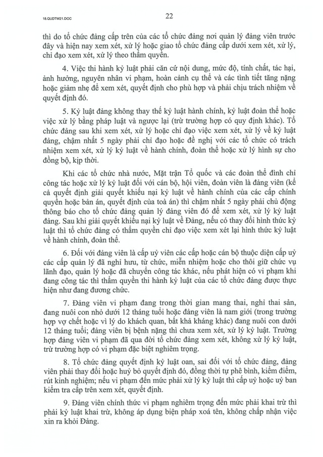 QUY ĐỊNH SỐ 21-QĐ/TW về CÔNG TÁC KIỂM TRA, GIÁM SÁT, KỶ LUẬT CỦA ĐẢNG- Ảnh 24.