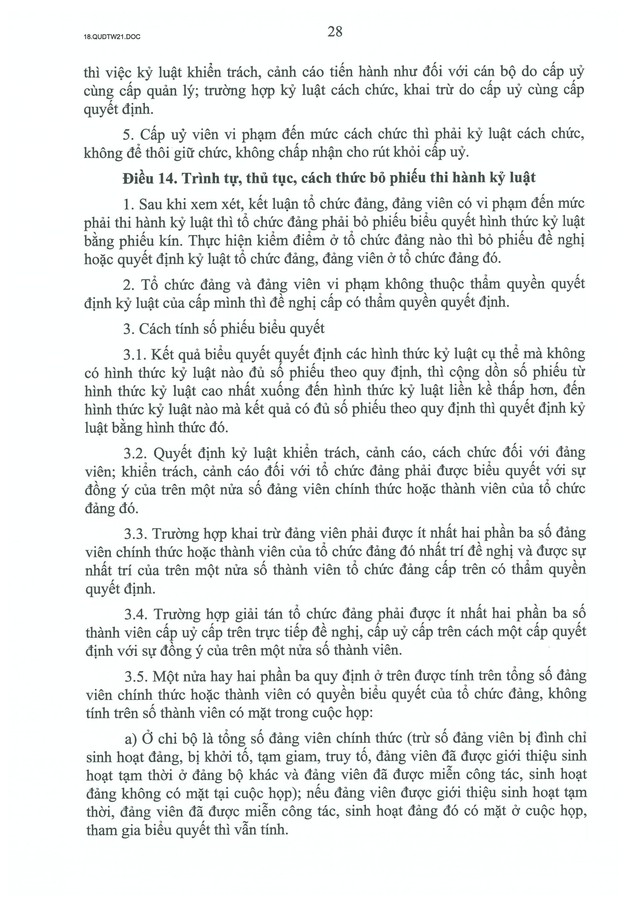 QUY ĐỊNH SỐ 21-QĐ/TW về CÔNG TÁC KIỂM TRA, GIÁM SÁT, KỶ LUẬT CỦA ĐẢNG- Ảnh 30.