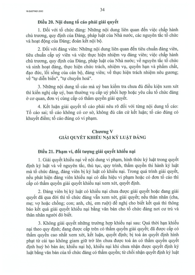 QUY ĐỊNH SỐ 21-QĐ/TW về CÔNG TÁC KIỂM TRA, GIÁM SÁT, KỶ LUẬT CỦA ĐẢNG- Ảnh 36.