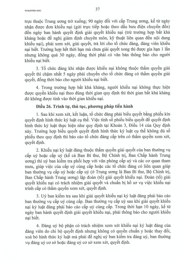 QUY ĐỊNH SỐ 21-QĐ/TW về CÔNG TÁC KIỂM TRA, GIÁM SÁT, KỶ LUẬT CỦA ĐẢNG- Ảnh 39.