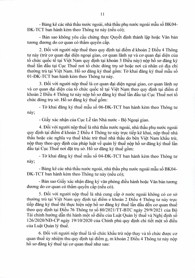 Văn bản hợp nhất số 06/VBHN-BTC: Thông tư quy định về đăng ký thuế- Ảnh 11.