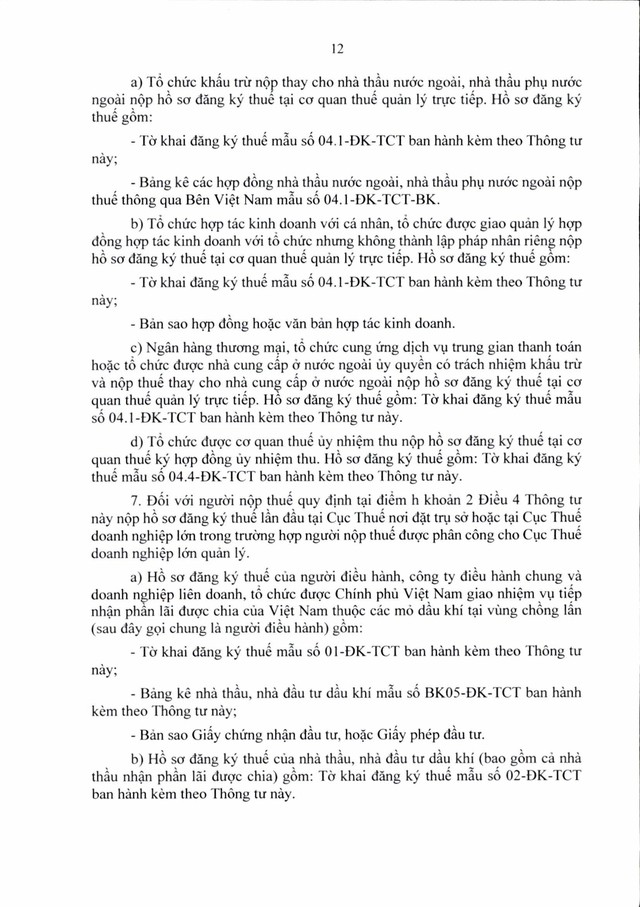 Văn bản hợp nhất số 06/VBHN-BTC: Thông tư quy định về đăng ký thuế- Ảnh 12.