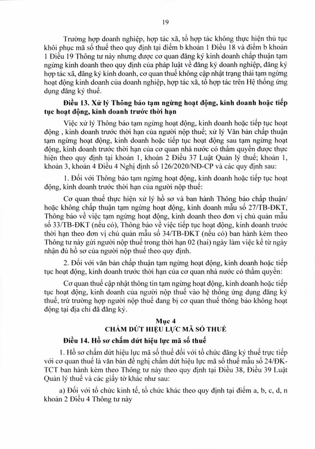 Văn bản hợp nhất số 06/VBHN-BTC: Thông tư quy định về đăng ký thuế- Ảnh 19.