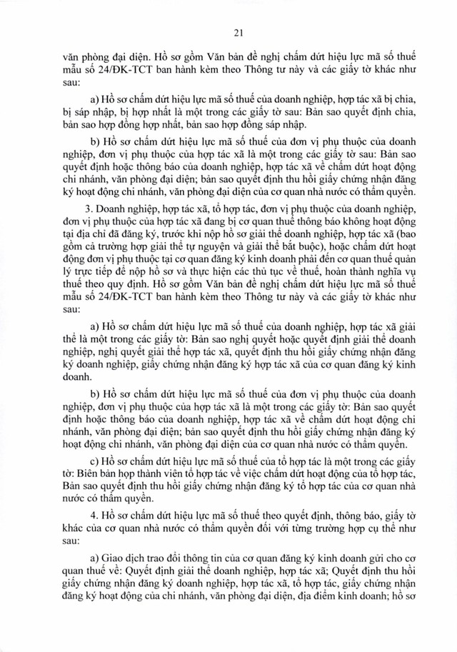 Văn bản hợp nhất số 06/VBHN-BTC: Thông tư quy định về đăng ký thuế- Ảnh 21.