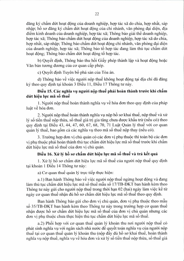 Văn bản hợp nhất số 06/VBHN-BTC: Thông tư quy định về đăng ký thuế- Ảnh 22.