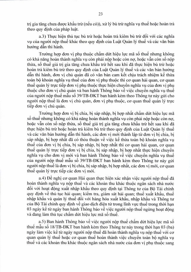Văn bản hợp nhất số 06/VBHN-BTC: Thông tư quy định về đăng ký thuế- Ảnh 23.