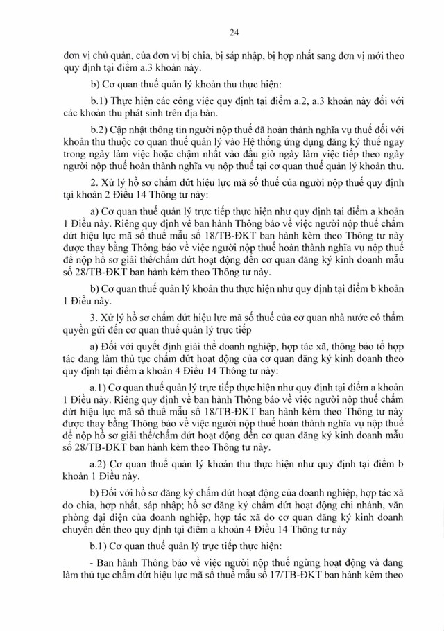 Văn bản hợp nhất số 06/VBHN-BTC: Thông tư quy định về đăng ký thuế- Ảnh 24.