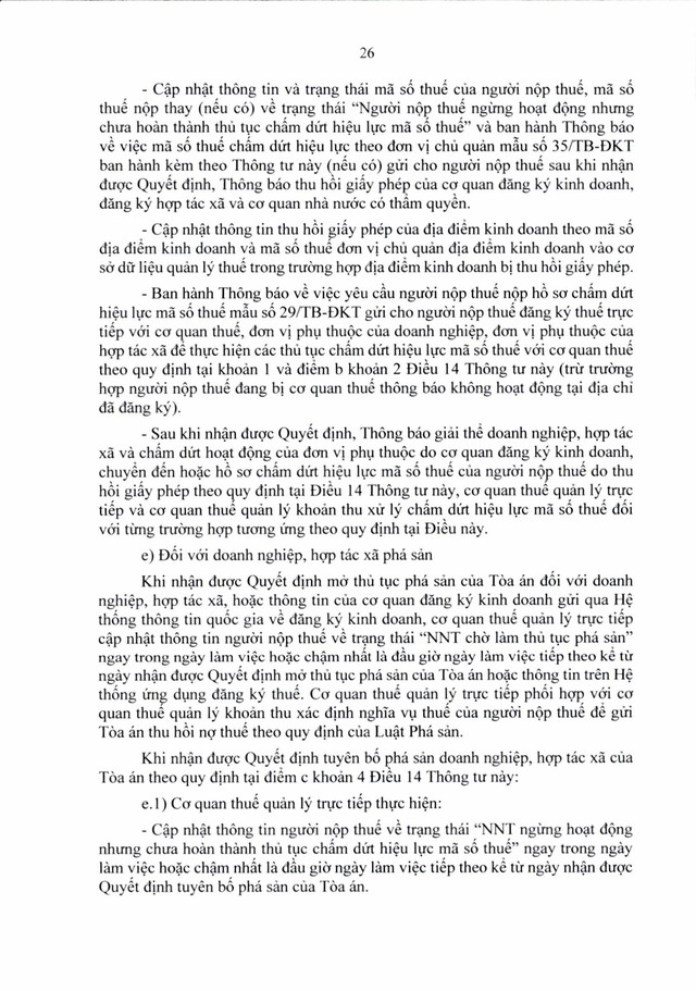 Văn bản hợp nhất số 06/VBHN-BTC: Thông tư quy định về đăng ký thuế- Ảnh 26.