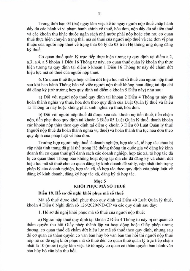 Văn bản hợp nhất số 06/VBHN-BTC: Thông tư quy định về đăng ký thuế- Ảnh 31.