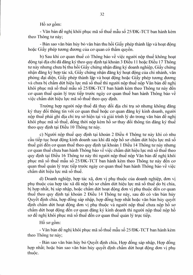 Văn bản hợp nhất số 06/VBHN-BTC: Thông tư quy định về đăng ký thuế- Ảnh 32.