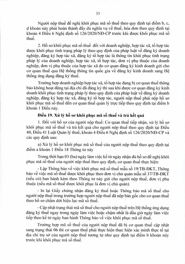 Văn bản hợp nhất số 06/VBHN-BTC: Thông tư quy định về đăng ký thuế- Ảnh 33.