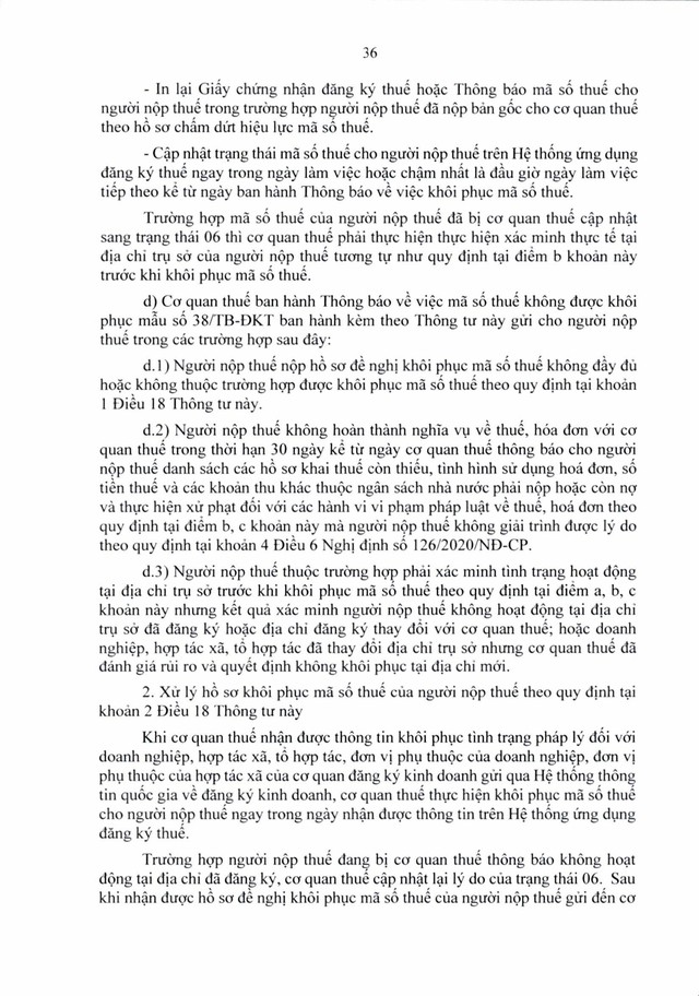 Văn bản hợp nhất số 06/VBHN-BTC: Thông tư quy định về đăng ký thuế- Ảnh 36.