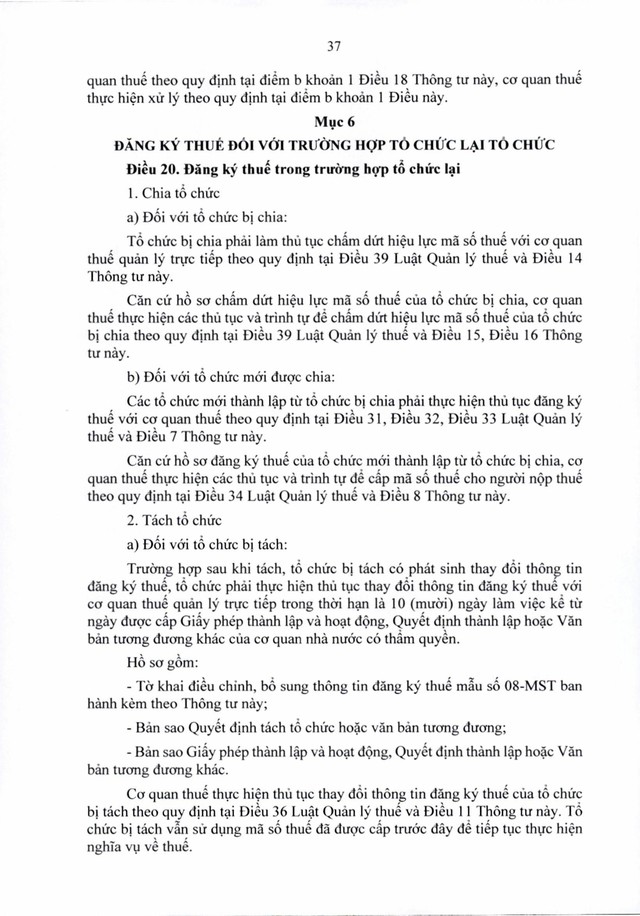 Văn bản hợp nhất số 06/VBHN-BTC: Thông tư quy định về đăng ký thuế- Ảnh 37.