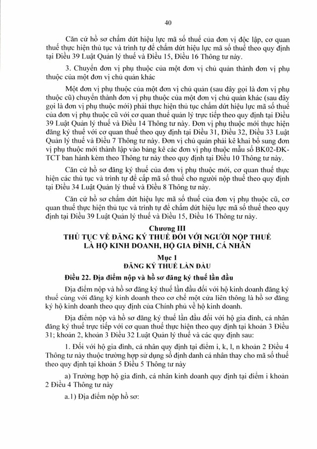 Văn bản hợp nhất số 06/VBHN-BTC: Thông tư quy định về đăng ký thuế- Ảnh 40.