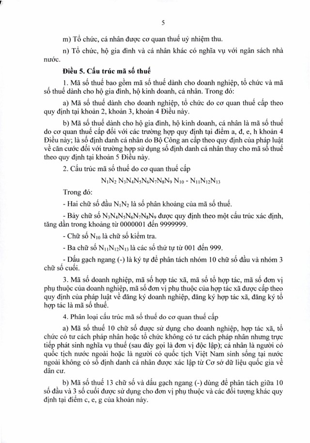 Văn bản hợp nhất số 06/VBHN-BTC: Thông tư quy định về đăng ký thuế- Ảnh 5.
