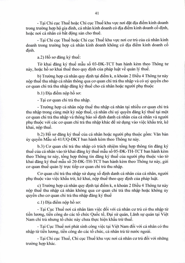 Văn bản hợp nhất số 06/VBHN-BTC: Thông tư quy định về đăng ký thuế- Ảnh 41.