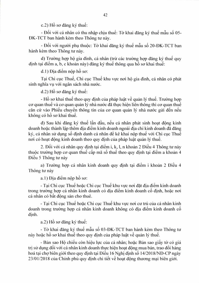 Văn bản hợp nhất số 06/VBHN-BTC: Thông tư quy định về đăng ký thuế- Ảnh 42.