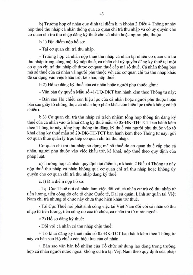 Văn bản hợp nhất số 06/VBHN-BTC: Thông tư quy định về đăng ký thuế- Ảnh 43.