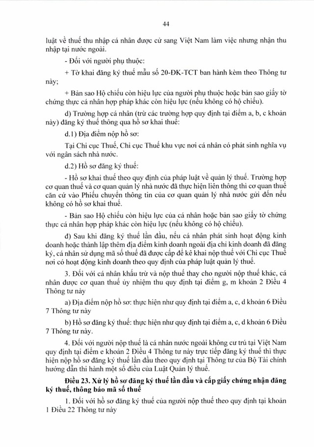Văn bản hợp nhất số 06/VBHN-BTC: Thông tư quy định về đăng ký thuế- Ảnh 44.