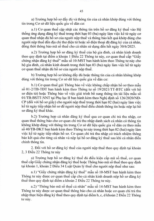 Văn bản hợp nhất số 06/VBHN-BTC: Thông tư quy định về đăng ký thuế- Ảnh 45.
