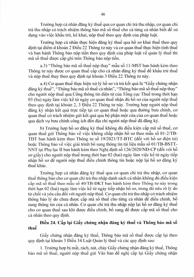 Văn bản hợp nhất số 06/VBHN-BTC: Thông tư quy định về đăng ký thuế- Ảnh 46.